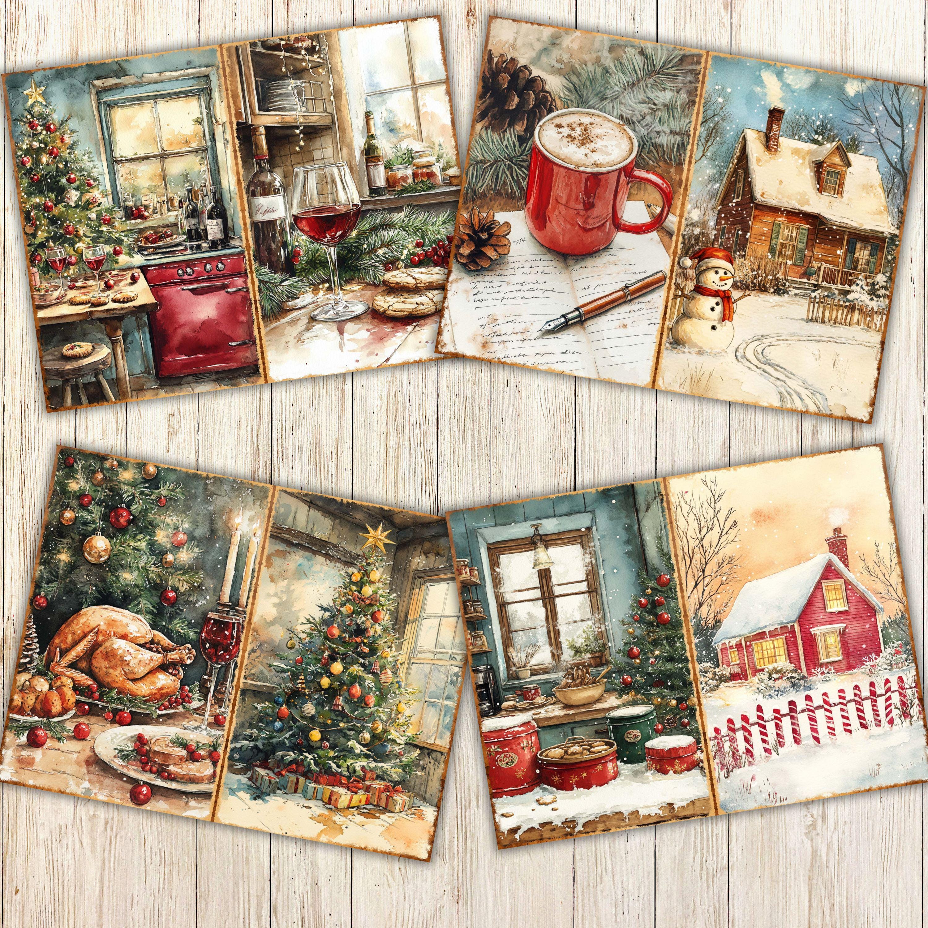 レトロなクリスマスジャンクジャーナルペーパー、ヴィンテージホリデー