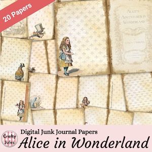 Papiers indésirables des Aventures d'Alice au pays des merveilles, pages de scrapbooking, téléchargement numérique