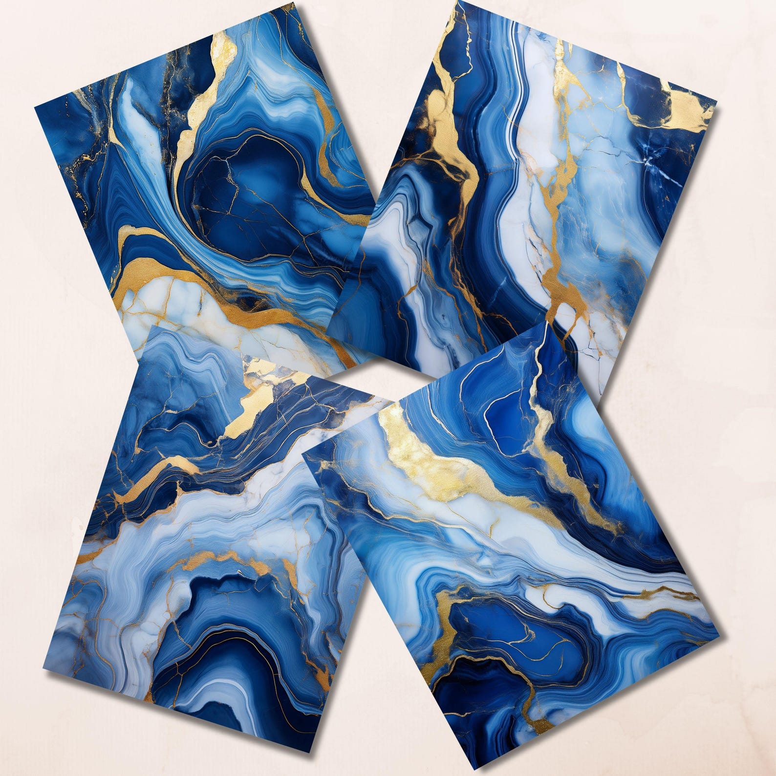 Blue Marble Printable Paper Pack Marbled Patterned Digital Pages ...