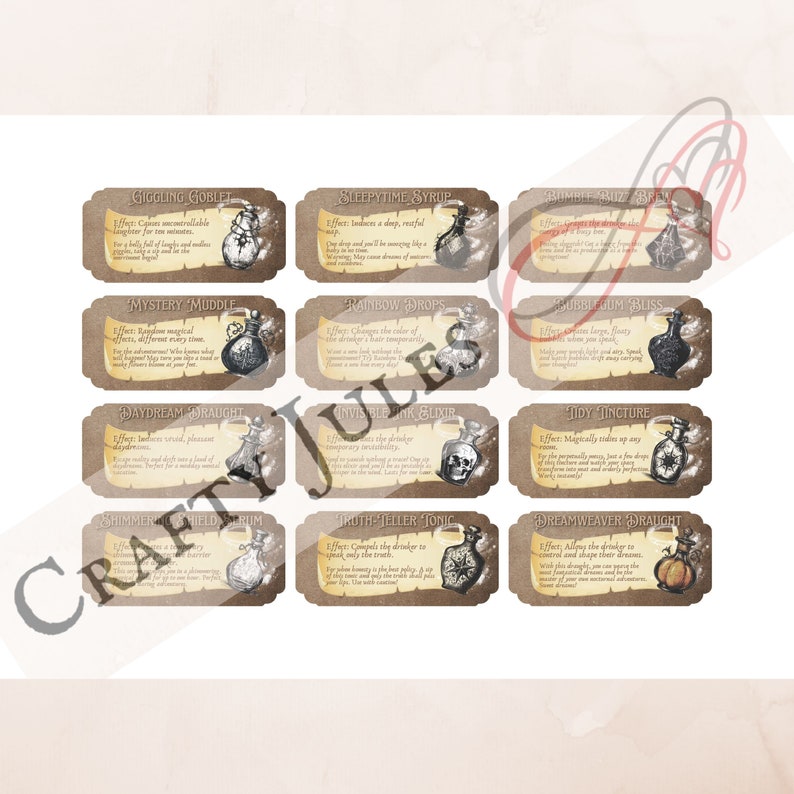 Printable Potion Labels, Digital Download, Vintage Style Printable ...