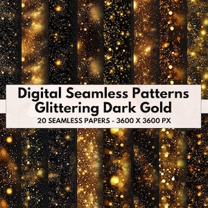 Glittering Black and Gold Seamless Patterns: Shimmer Scrapbook Paper (Digital Download)
