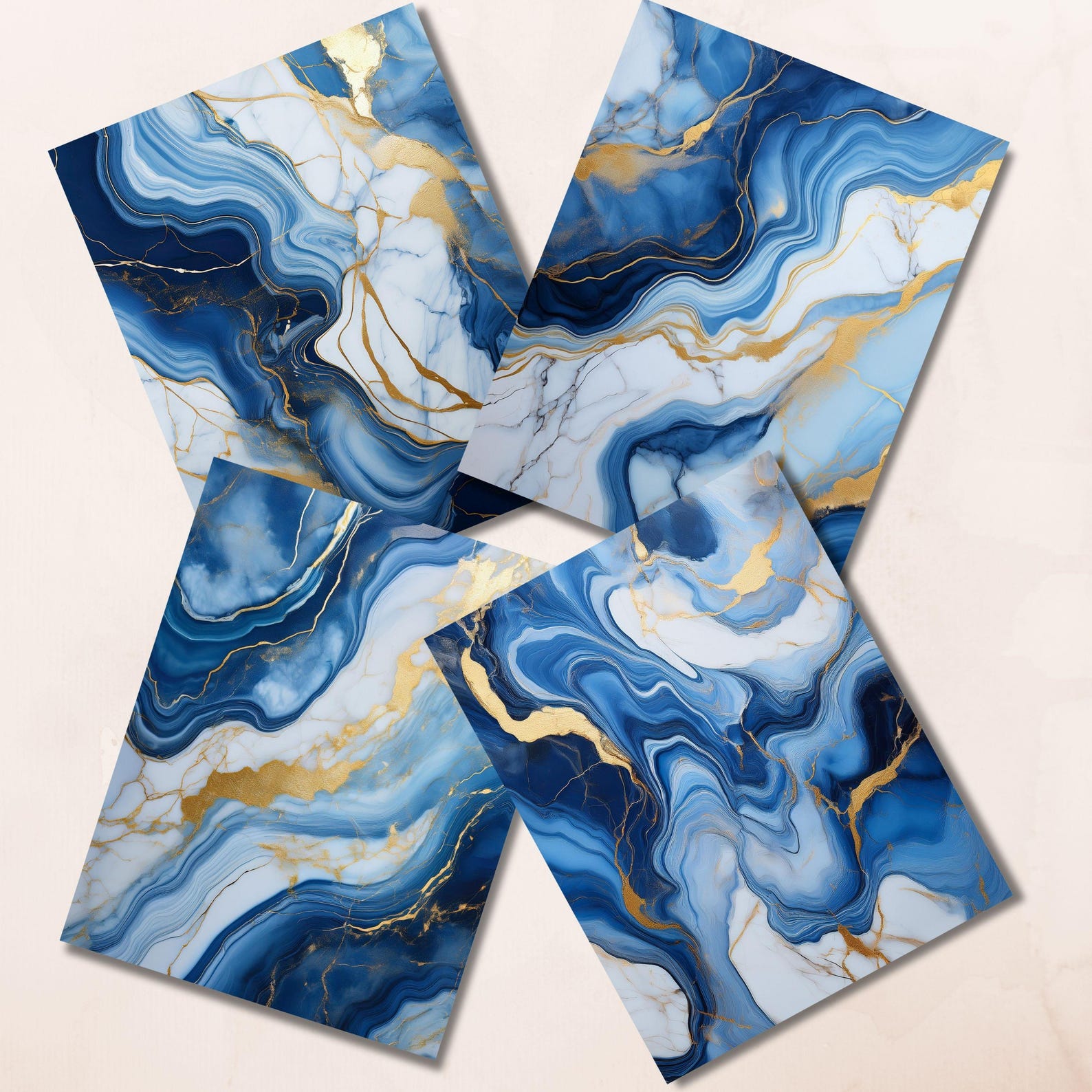 Blue Marble Printable Paper Pack Marbled Patterned Digital Pages ...