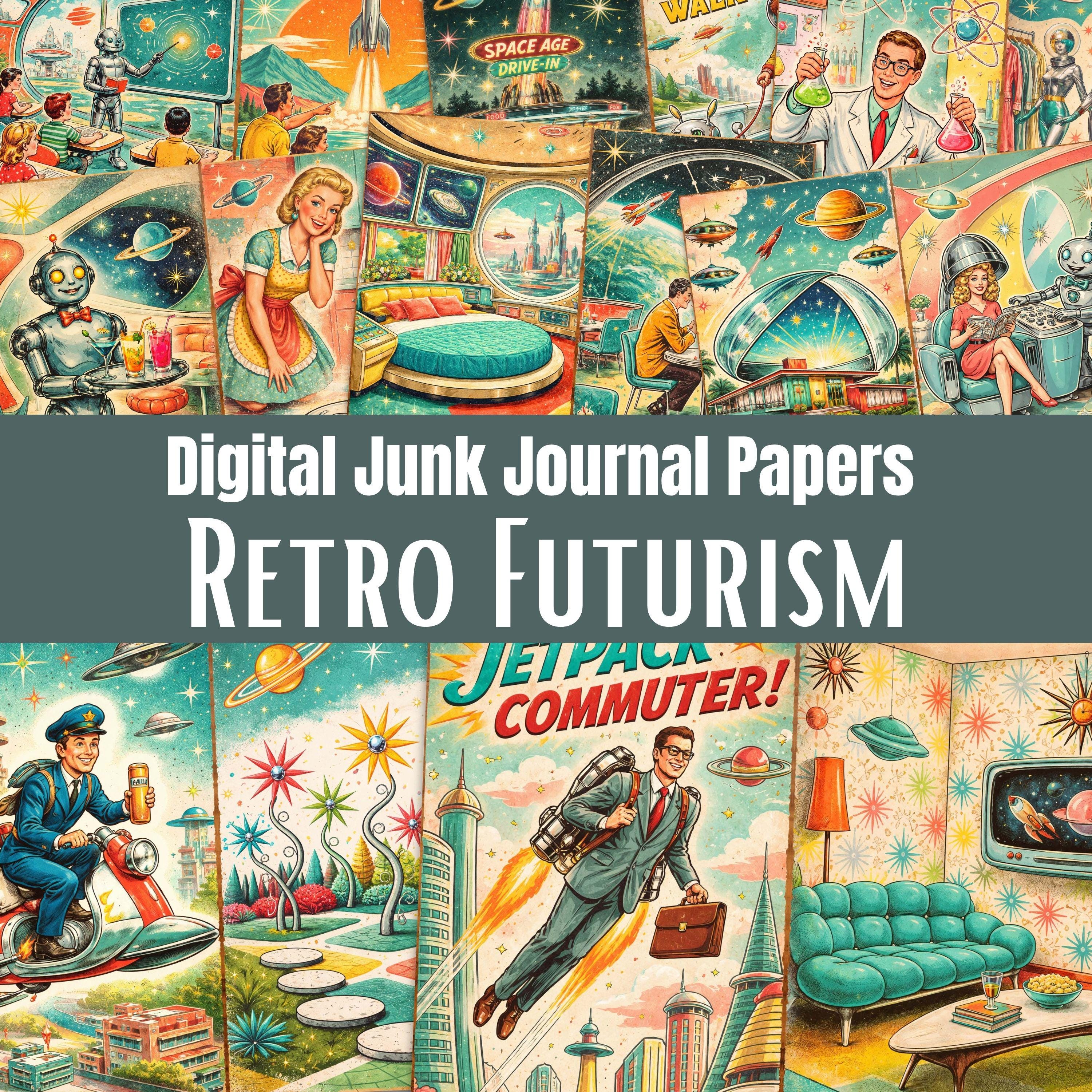Retro futurism art - Etsy 日本