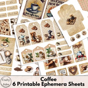 Coffee Ephemera: Junk Journal Scrapbook Embellishments (Digital Download)