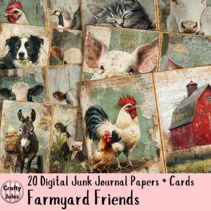 Farmyard Animals Digital Junk Journal: Rustic Farm Pages (Commercial Use)