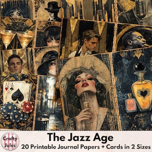 Jazz Age Printable Junk Journal Papers: 1920s Art Deco (Digital Download)