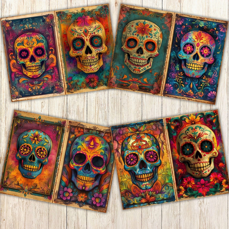 Day of the Dead Digital Junk Journal Papers – 20 Printable Pages ...