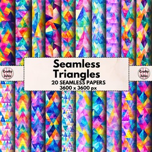 Watercolor Triangle Mosaic Papers: Abstract Geometric Patterns (Digital Download, 12x12in, Commercial Use)