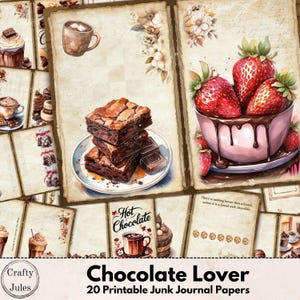 Chocolate Junk Journal Papers: Printable Scrapbook Pages (Digital Download)