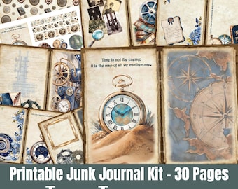 Time Traveller Junk Journal Kit, Fantasy Papers & Ephemera, Digital Download
