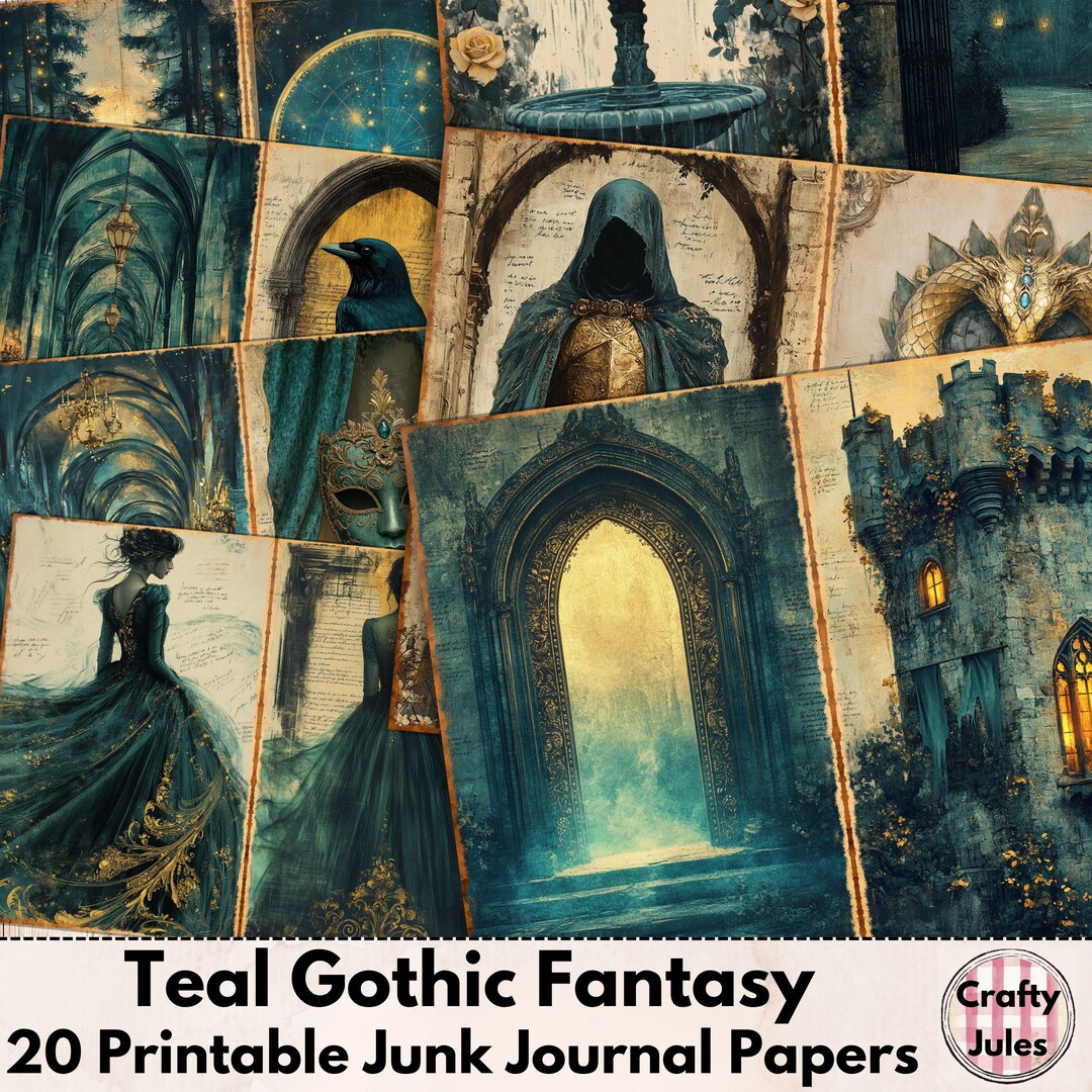 Gothic Fantasy Digital Junk Journal Papers – 20 Printable Pages for ...
