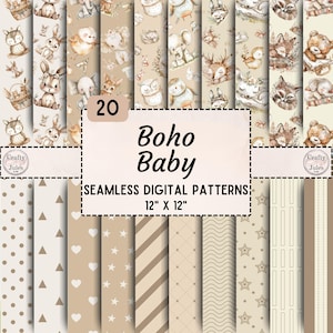 Baby Boho Nahtlose digitale Muster - 20 druckbare, neutrale farbgemusterte Papiere für Scrapbooks und andere Papierarbeiten