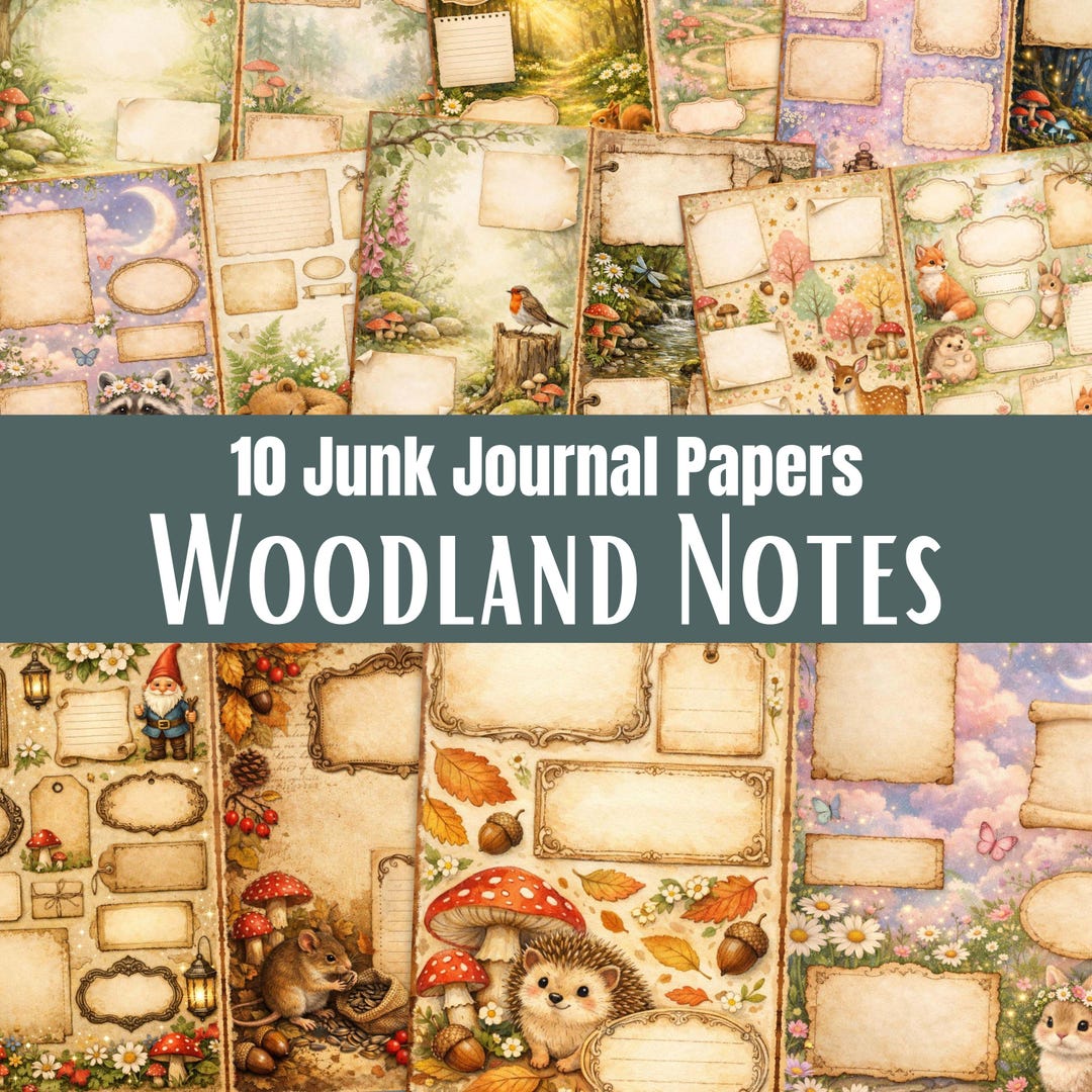 Woodland Animal Junk Journal Pages, Forest Nature Digital Stationery ...