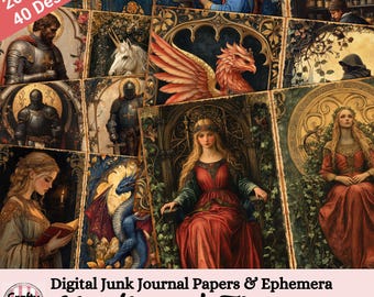 Medieval Junk Journal Papers & Ephemera, Middle Ages, History Scrapbook Pages, Digital Download