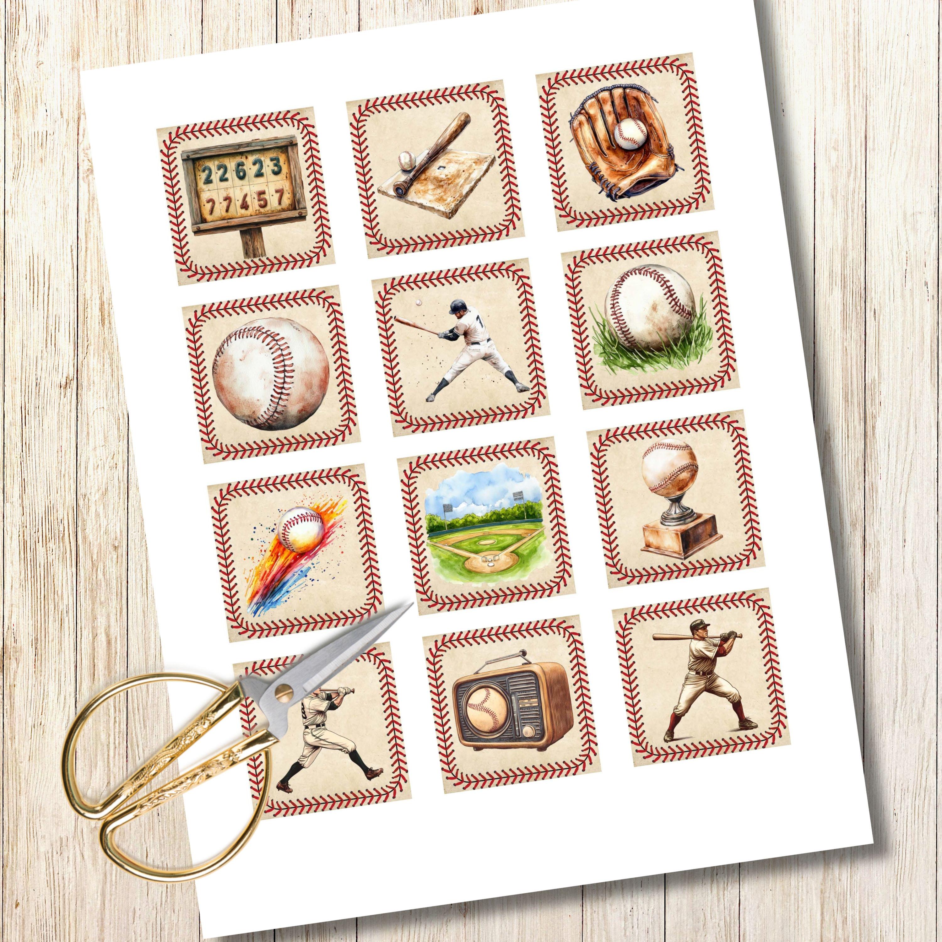 Baseball Ephemera, Printable Squares, Sport Extras for Junk Journals ...