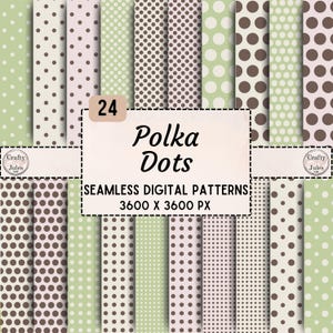 Earthy Pastel Polka Dot Patterns: 24 Seamless Digital Papers (12x12 in)
