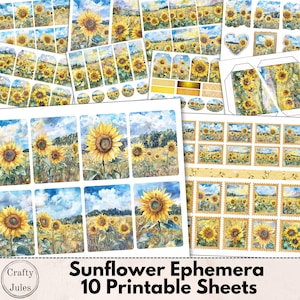 Sunflower Ephemera: Floral Junk Journal Kit (Digital Download)