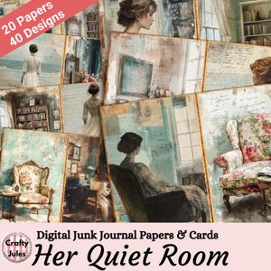 Women Writing Junk Journal Papers & Cards, Virginia Woolf Inspired Scrapbook Pages, Digital Download