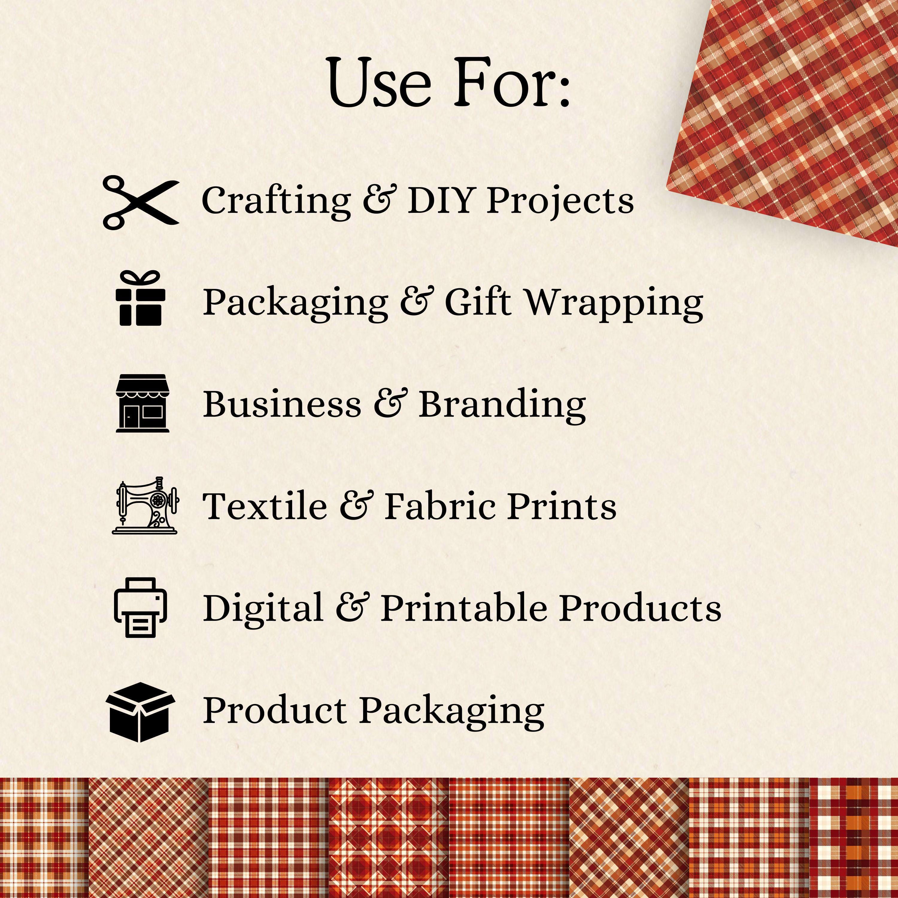 Autumn Plaid Digital Paper Set, Fall Gingham Patterns, Orange and Red ...