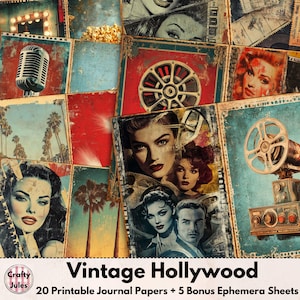 Vintage Hollywood Junk Journal: Printable Ephemera Paper (Digital Download)