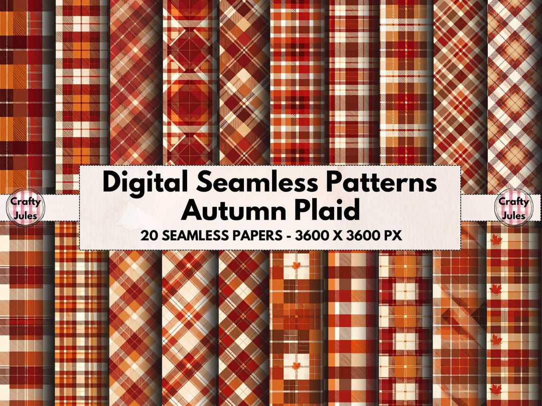 Fall Plaid Rug Pattern Seamless Autumn Plaid Patterns, Printable Fall Check Patterned Papers ...