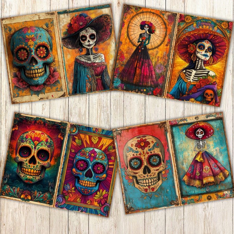 Day of the Dead Digital Junk Journal Papers – 20 Printable Pages ...