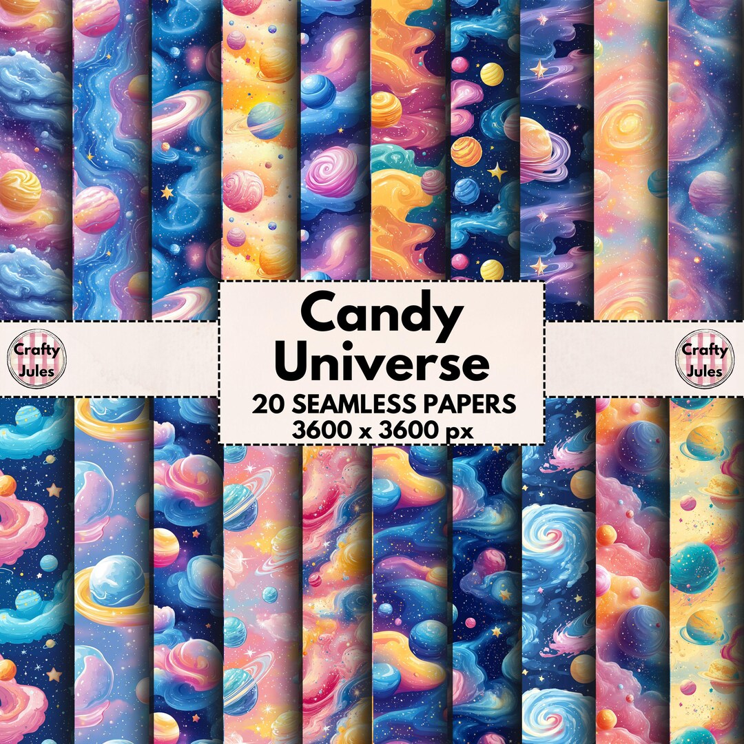 Candy Colored Space Digital Paper: Seamless Universe Patterns (digital ...
