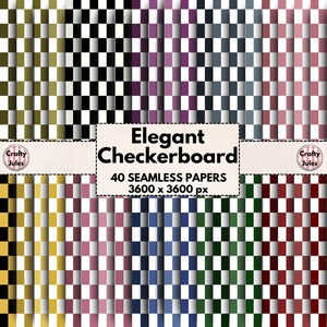 Elegant Checkerboard Seamless Digital Papers, 40 Printable Patterns, Backgrounds for Collage, Scrapbooks, Journals, Cards, Commercial Use