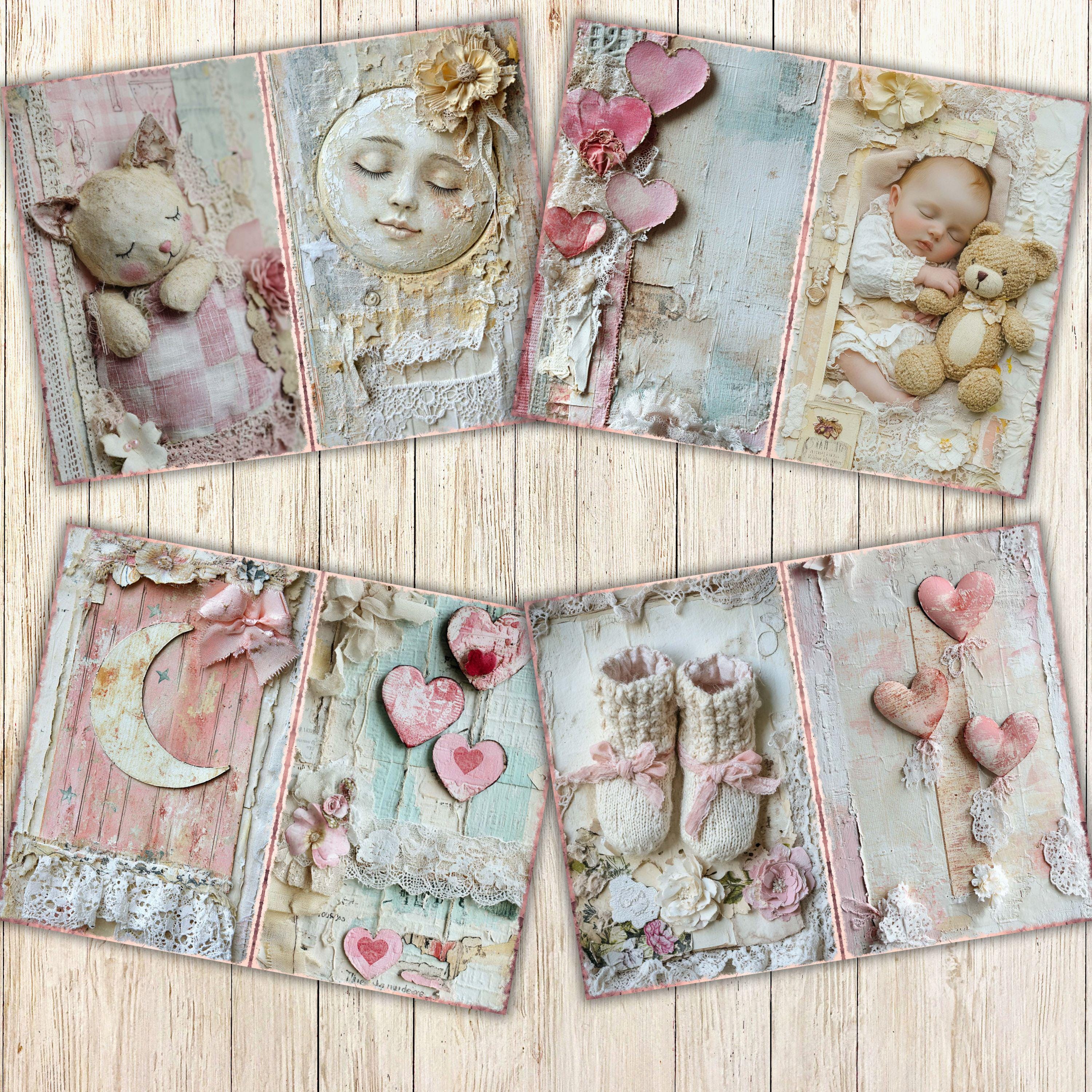 Newborn Baby Junk Journal Papers & Cards, Shabby Scrapbook and Craft ...