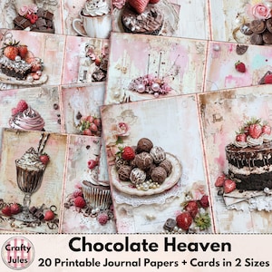 Chocolate Junk Journal Papers: Food Theme, Cards & ATCs (Digital Download)
