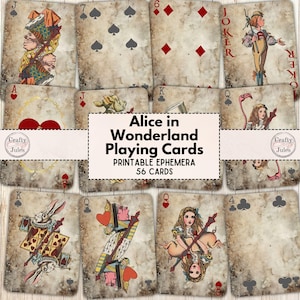 Alice in Wonderland Playing Cards: Grungy Ephemera (Digital Download)