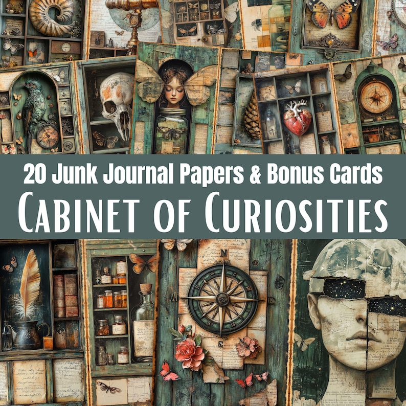 Curiosity Journal Curiosity Cabinet Junk Journal Papers and Cards, Printable Victorian ...