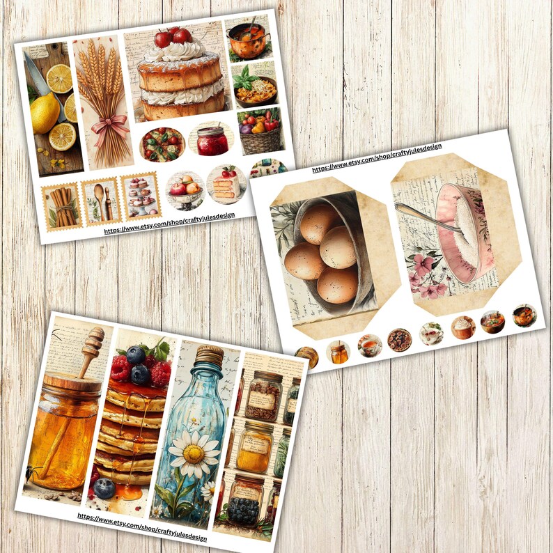 Rustic Kitchen Junk Journal Papers and Ephemera, Food Themed Scrapbook ...