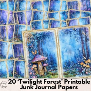 Papiers pour carnets numériques Twilight Forest – 20 pages imprimables pour journaux, scrapbooking, collages, cartes, créations en papier, téléchargement immédiat
