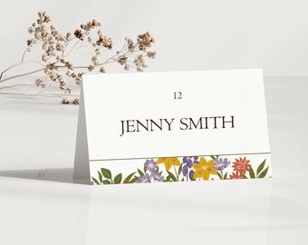 Plantilla de tarjetas de lugar de boda, tarjetas de lugar de boda florales minimalistas, tarjetas de lugar editables imprimibles - Estilo tienda