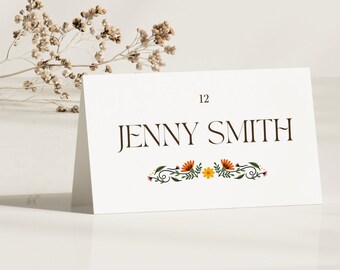 Plantilla de tarjetas de lugar de boda, tarjetas de lugar de boda florales minimalistas, tarjetas de lugar editables imprimibles - Estilo tienda