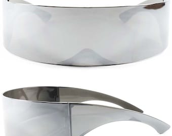 Wrap around Visor Silver Kaname Tosen/Doc Brown cosplay Sun Glasses|Costume|Sci-Fi|Futuristic