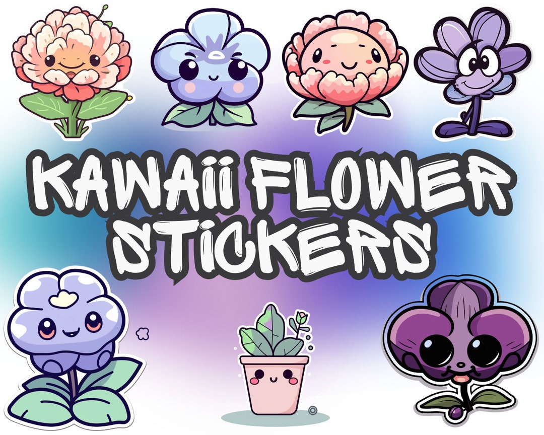 Kawaii Flower Cute Digital Sticker Bundle for Journals, Floral Journal ...