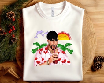 BAD BUNNY- 10 and 12  inches dtf Ready to press transfer, Heat Transfer, Direct to Film, Christmas dtfTransfers, T-shirt NOT included