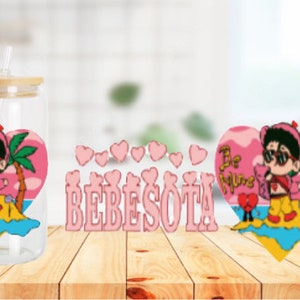 Bad Bunny - Bebosota UVDTF Transfer Cup Wrap- Glass Libbey Cup- Tumblers- Coffee Cup- Gift- Personalized