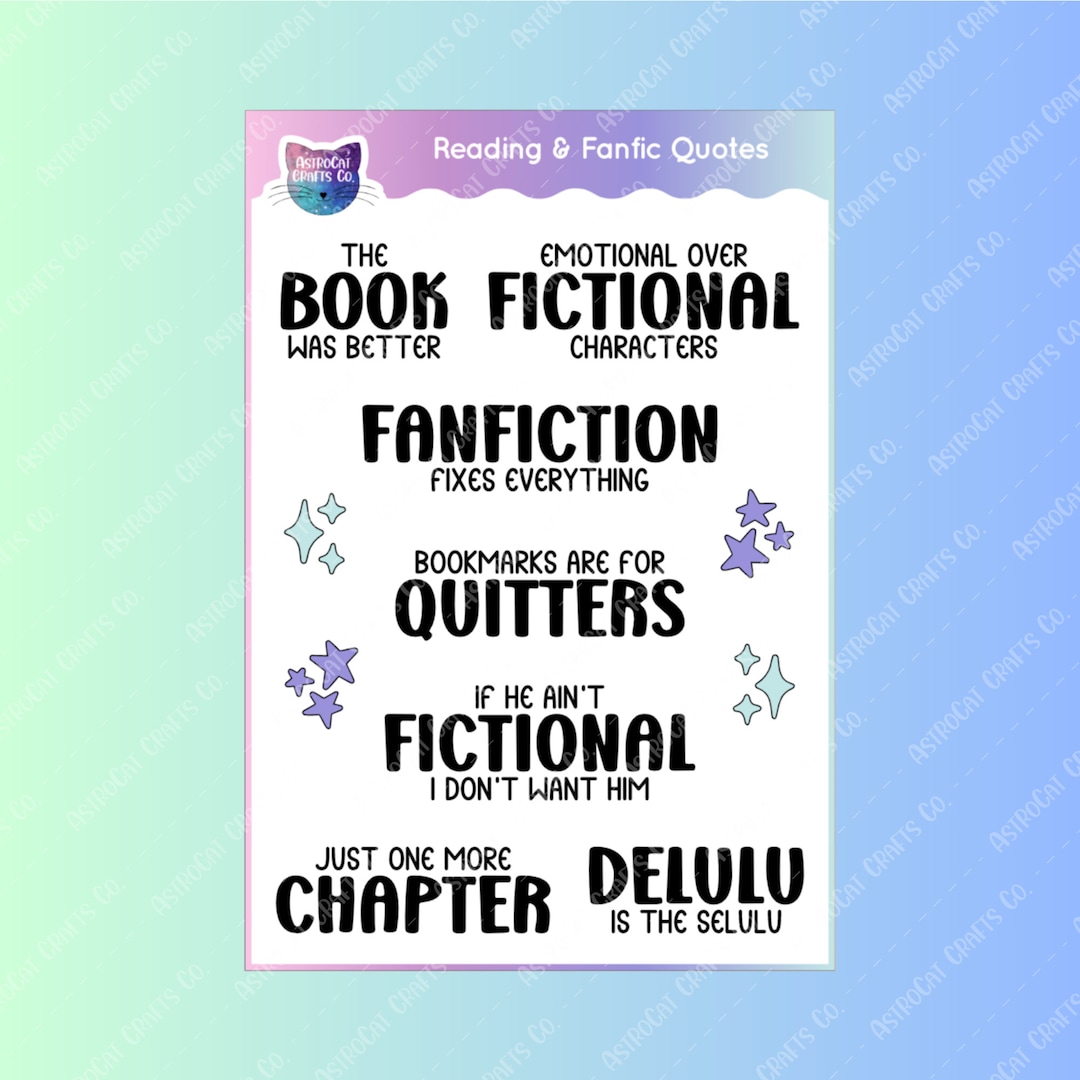 Fanfic Stickers Reading & Fanfic Quotes - STICKER SHEET - Etsy