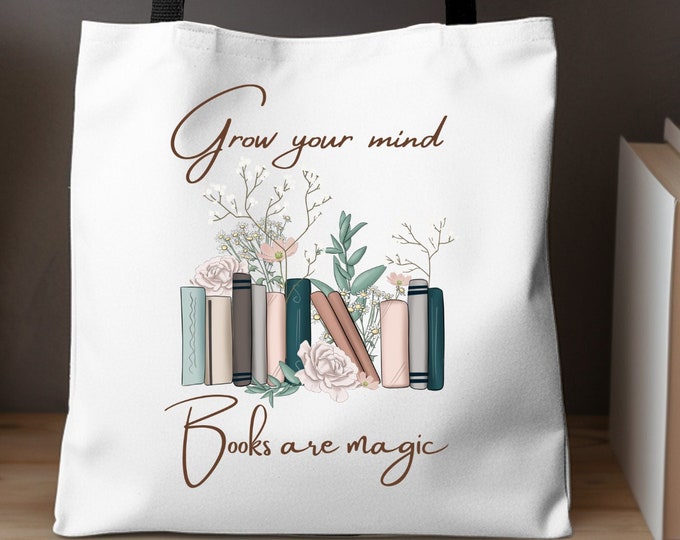 Tote Bag for Girls, Book Lovers Tote, Gift for Book Lover, Gift For Bookworms, Gift For Teachers, Readers' Tote, Library Tote, Aesthetic bag