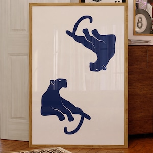 Navy Blue Panthers Wall Art Aesthetic Wall Art Blue Art Print Aesthetic Room Decor Animal Wall Art y2k Wall Decor Navy Blue - 26