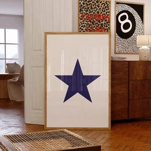 Navy Blue Star Wall Art Aesthetic Wall Art Blue Art Print Aesthetic Room Decor Star Wall Art y2k Wall Decor Navy Blue Aesthetic Print VT-133