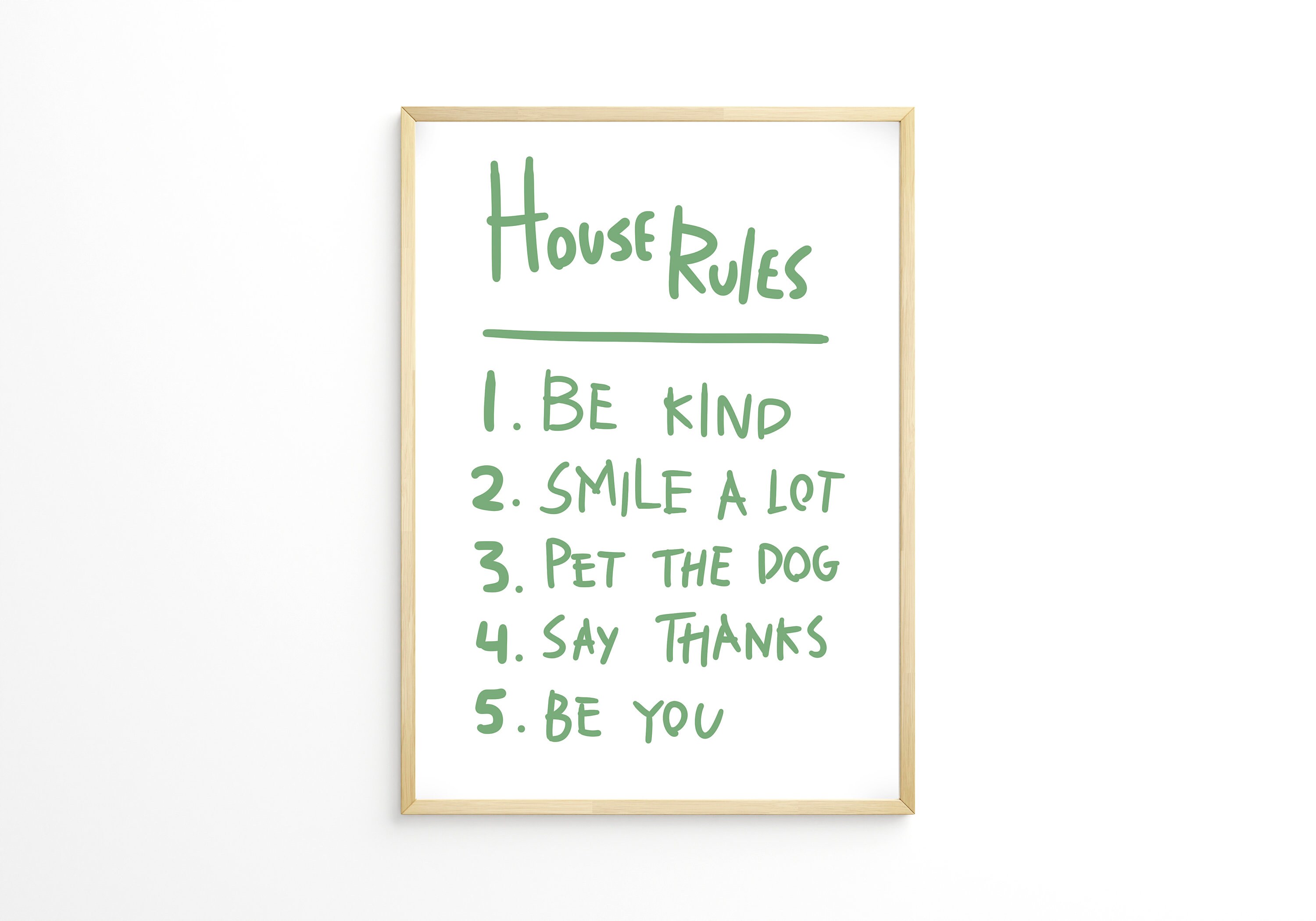 Green Poster House Rules Art Print Printable Art Trendy Etsy