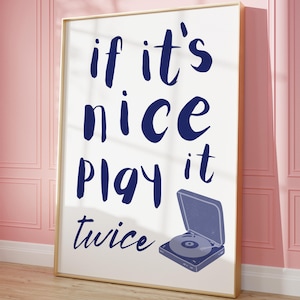If it&#39;s Nice Play it Twice Wall Art Navy Blue Aesthetic Wall Art Blue Art Print Aesthetic Room Decor y2k Wall Decor Navy Blue - 27
