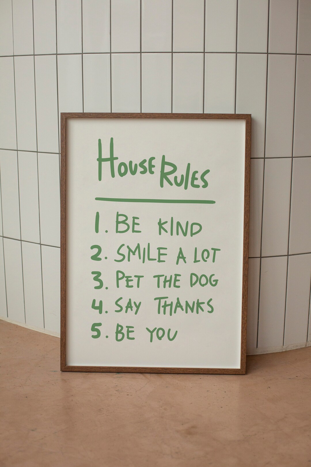 Green Poster House Rules Art Print Printable Art Trendy Etsy