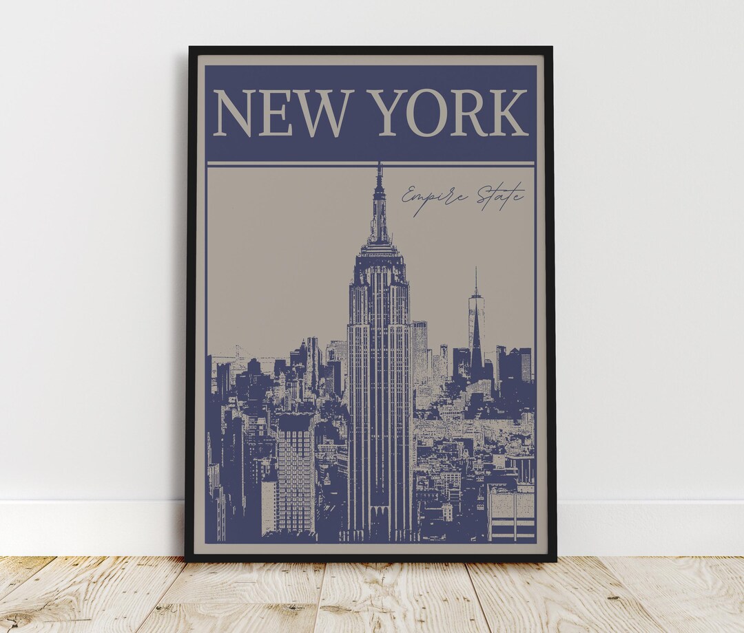 Vintage New York Travel Poster: Empire State Building Art Print ...