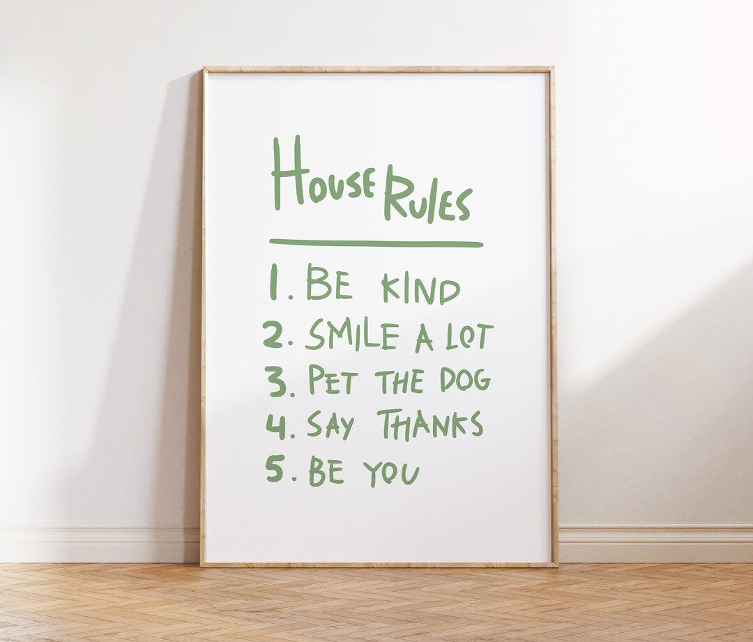 Green Poster | House Rules Art Print | Printable Art | Trendy Art Print ...