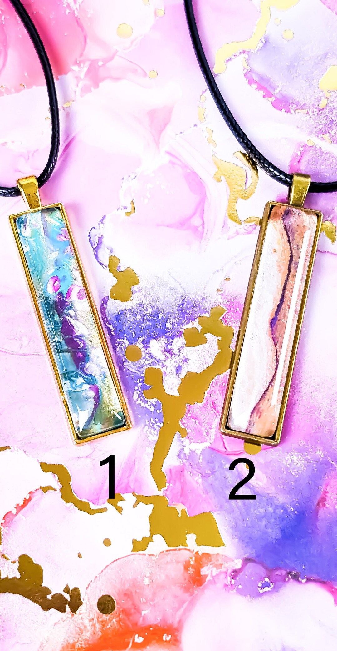 Stunning Fluid Art Necklace, Acrylic Paint Jewelry, Fluid Art Jewelry